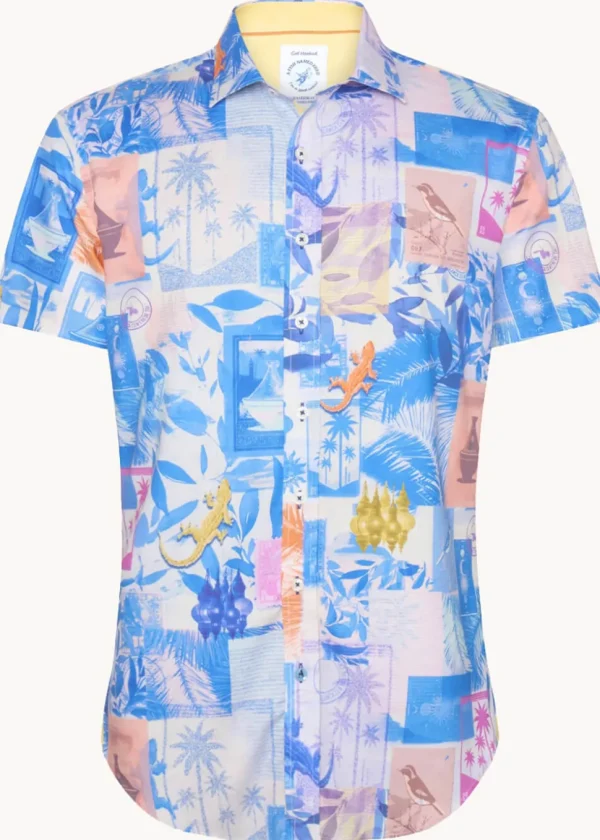 A Fish Named Fred Collage Shirt Blue