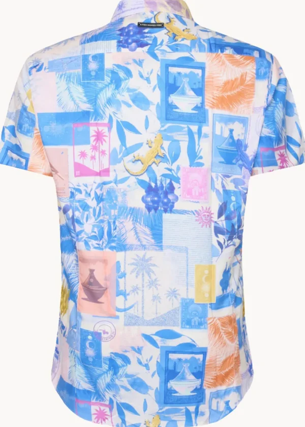 A Fish Named Fred Collage Shirt Blue