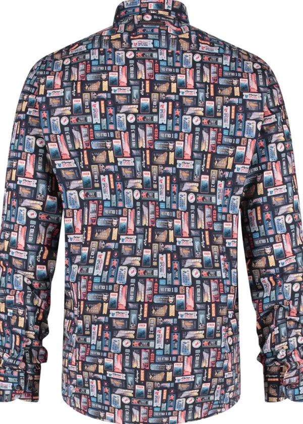 A Fish Named Fred Mens Cinema Tickets Shirt Navy