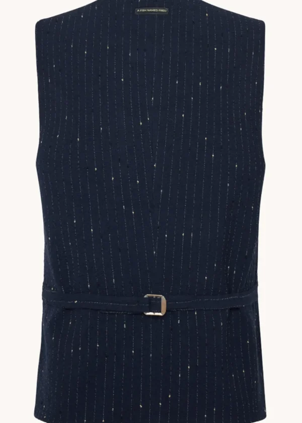 A Fish Named Fred Seersucker Waistcoat Navy