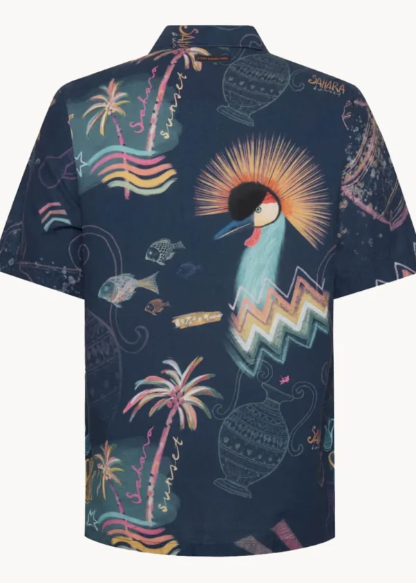 A Fish Named Fred Sunset Sahara Shirt Cobalt Blue