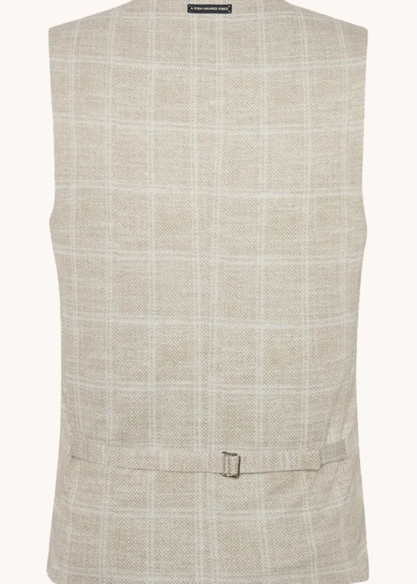 A Fish Named Fred Travel Check Waistcoat Sand