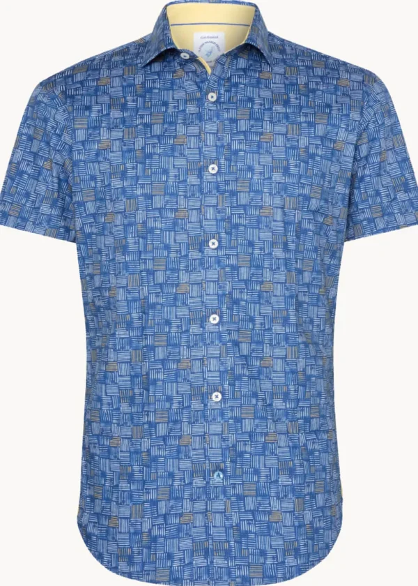 A Fish Named Fred Watercolor Stripes Shirt Cobalt Blue
