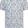 A Fish Named Fred West Coast Map Short Sheeve Shirt Light Blue