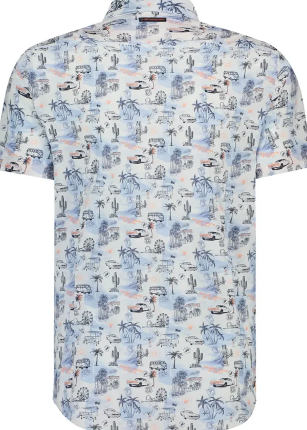 A Fish Named Fred West Coast Map Short Sheeve Shirt Light Blue