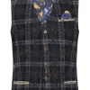 A Fish Named Fred Wool Check Waistcoat Brown