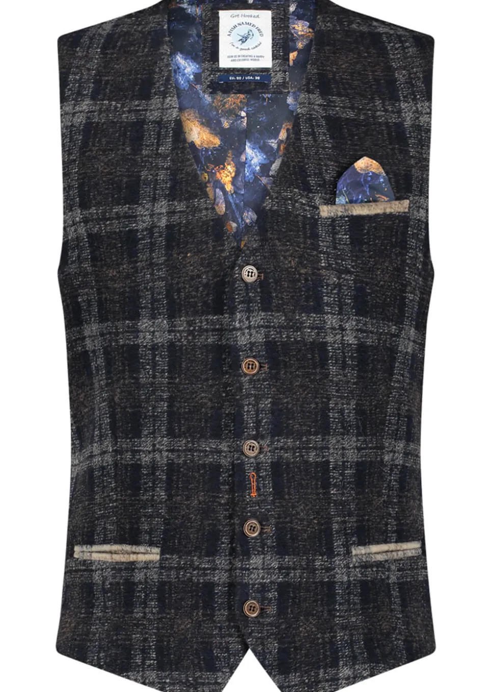 a_fish_named_fred_wool_ch_0.webp A Fish Named Fred Wool Check Waistcoat Brown
