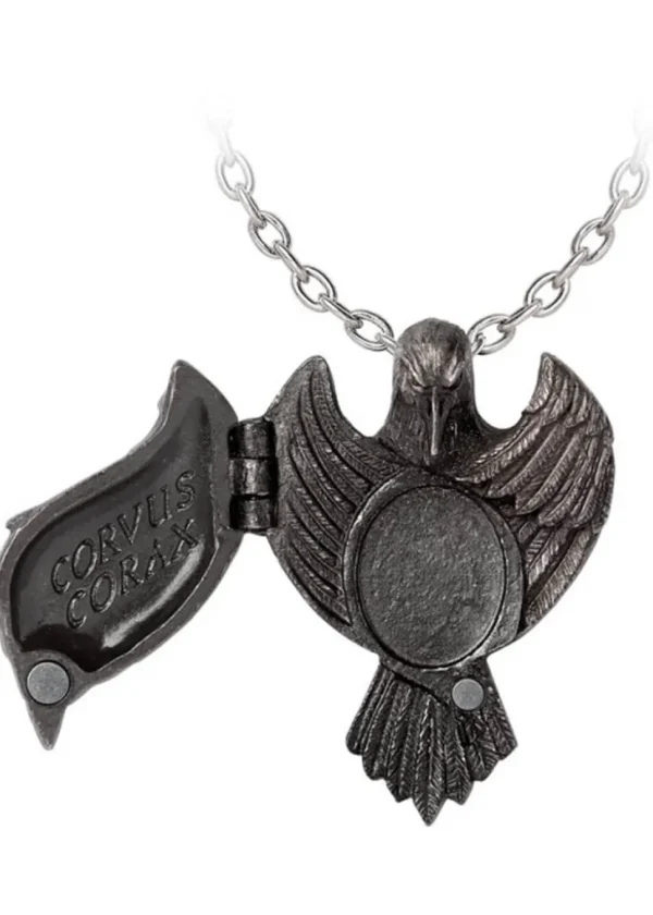 Alchemy The Augurium Raven Locket Ketting Zwart