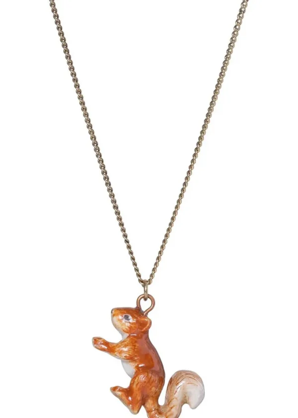 And Mary Leaping Squirrel Necklace Brown