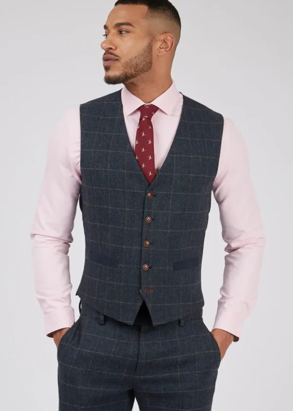 Antique Rogue Men's Dax Herringbone Gilet Teal