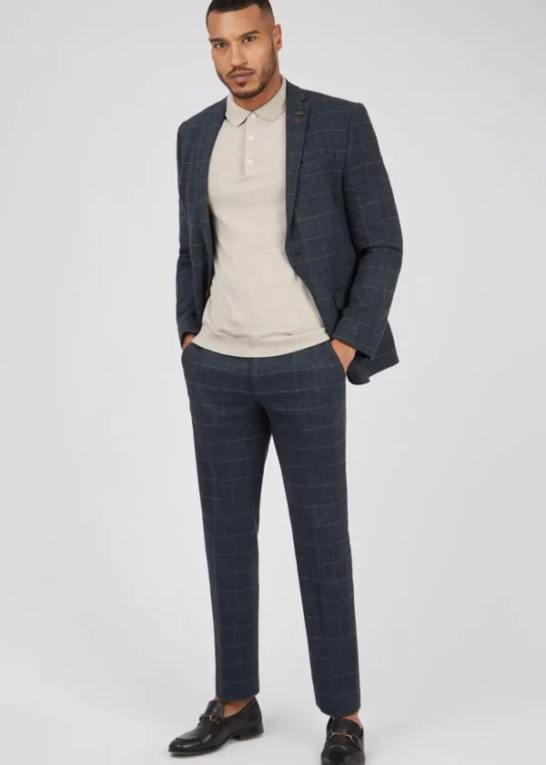 Antique Rogue Men's Dax Herringbone Trousers Teal