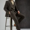 Antique Rogue Mens Doyle Herringbone Trousers Brown Orange