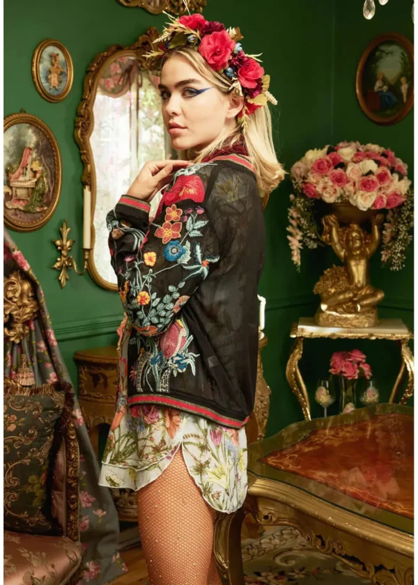 Aratta Bellezza Embroided Collage Jacket Black