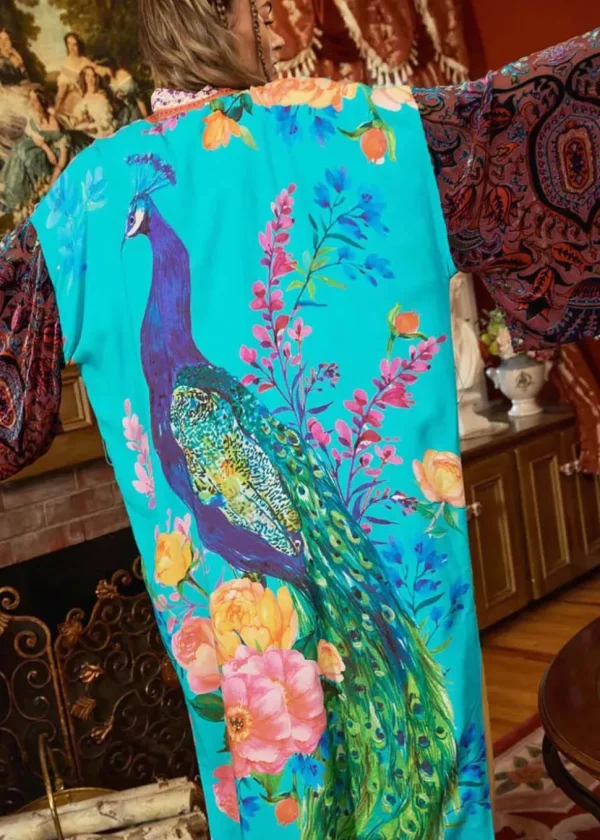 Aratta Peacock Kimono Aqua Blue