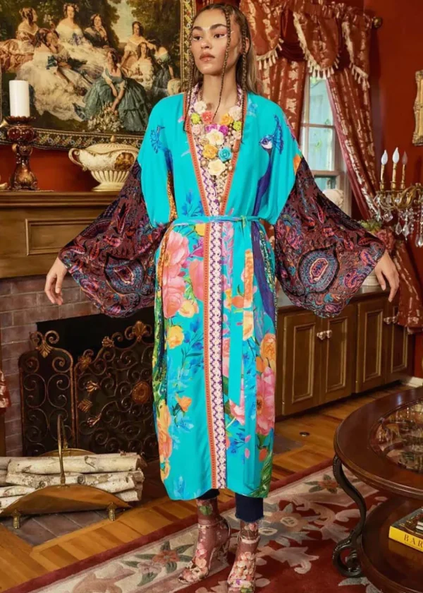 Aratta Peacock Kimono Aqua Blue