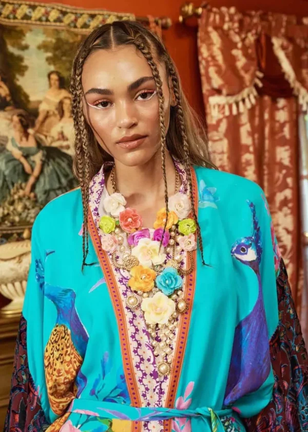 Aratta Peacock Kimono Aqua Blue