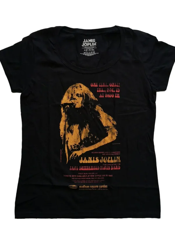 Band Shirts Janis Joplin Madison Square Garden Girly T-Shirt Black