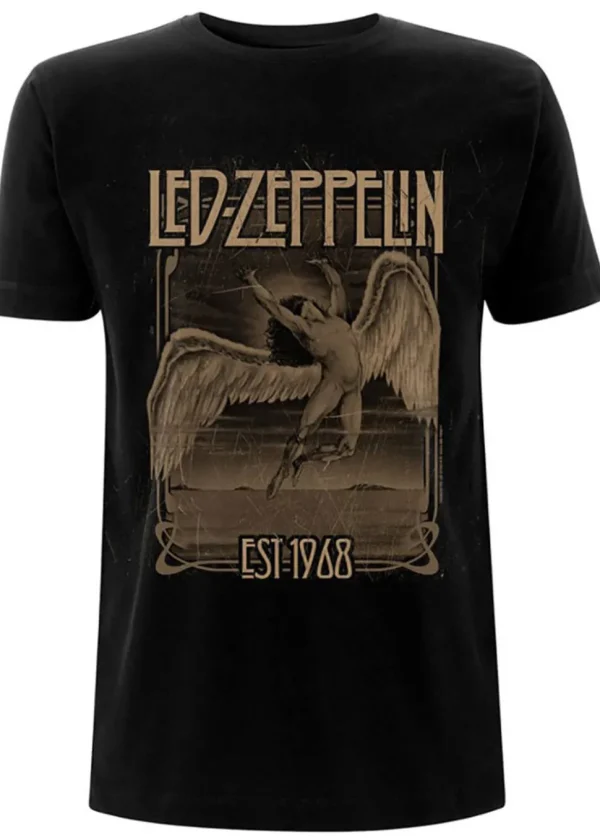 Band Shirts Led Zeppelin Faded Falling T-Shirt Black