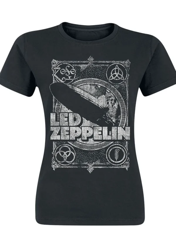 Band Shirts Led Zeppelin Vintage Girlie T-Shirt Black