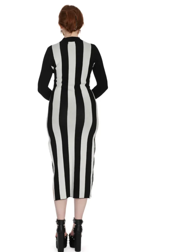 Banned Alternative Beautiful Blues Stripe Knit Dress Black White
