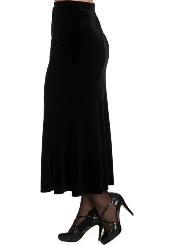 Banned Alternative Betty Rock Velvet Fishtail Skirt Black