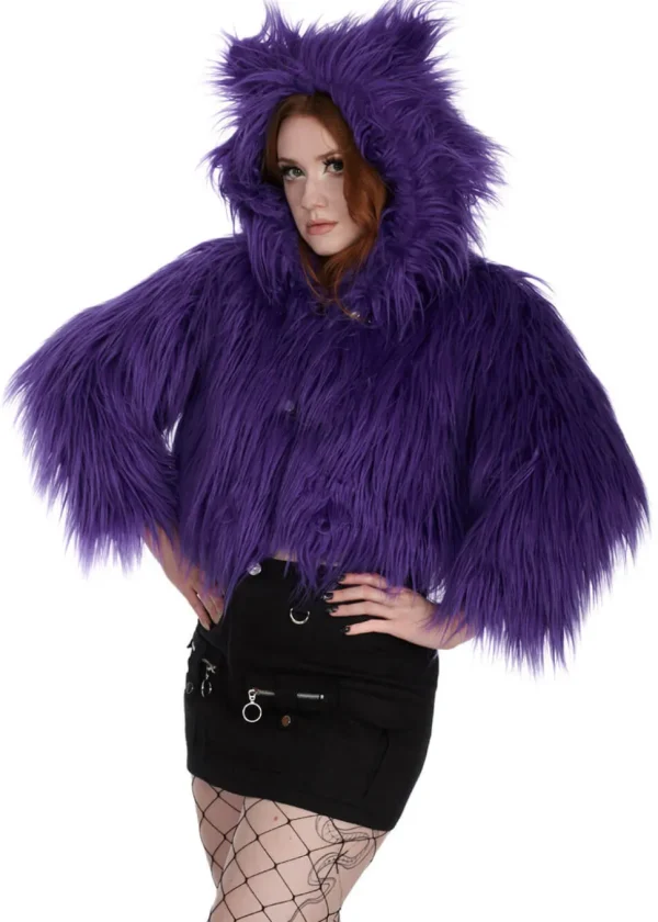 Banned Alternative Buffy Fuzzy Jacket Violet