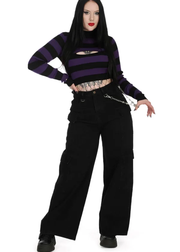 Banned Alternative Crash Into Me Peekaboo Longsleeve Violet Black