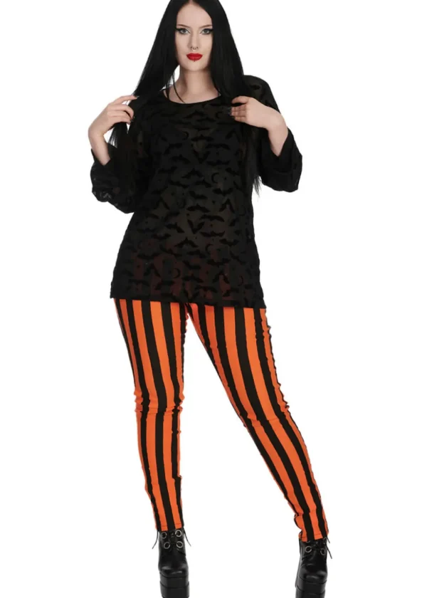 Banned Alternative Damage Striped Trousers Orange Black
