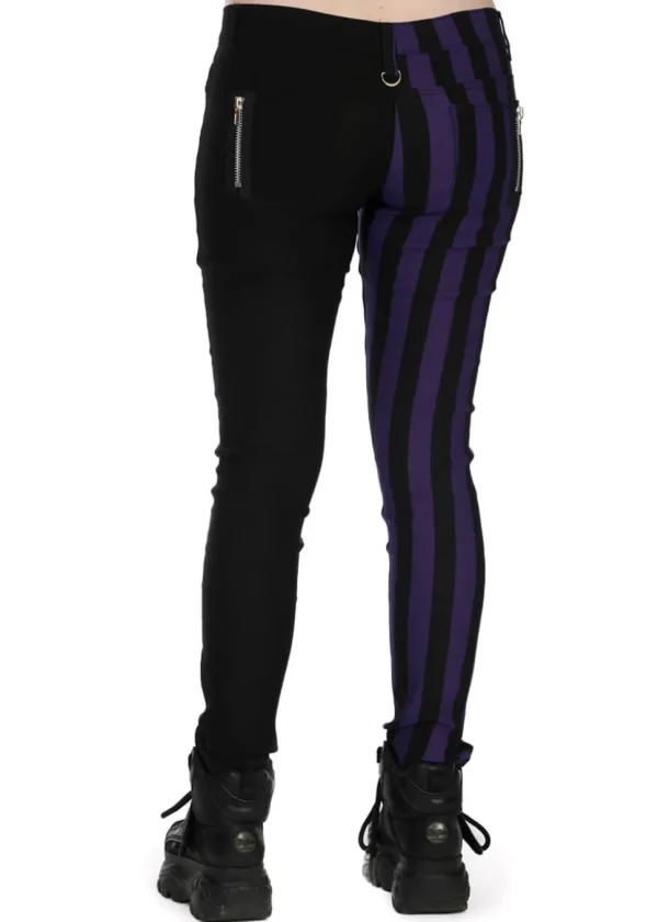 Banned Alternative Damage Striped Trousers Violet Black
