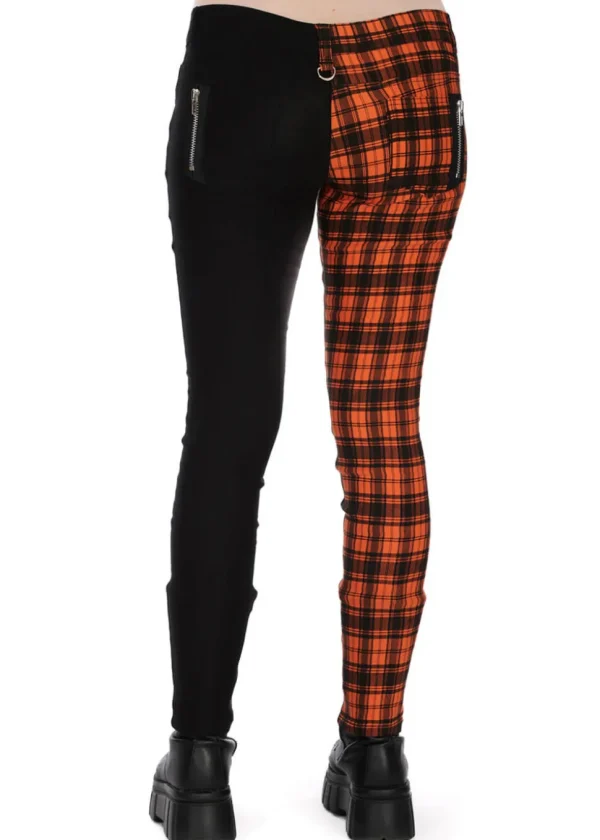 Banned Alternative Damage Check Trousers Orange Black