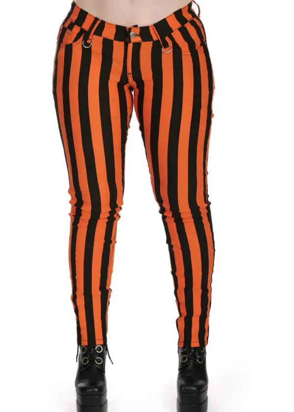 Banned Alternative Forever Striped Trousers Orange Black