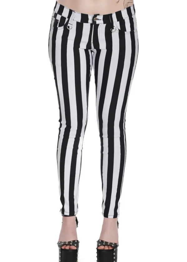 Banned Alternative Forever Striped Trousers White Black
