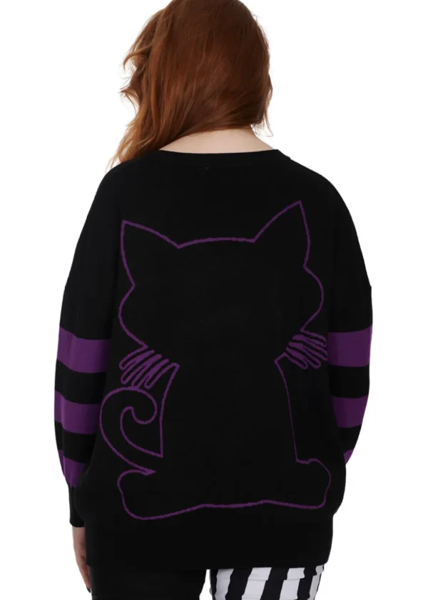 Banned Alternative Momo Cats Sweater Black Violet