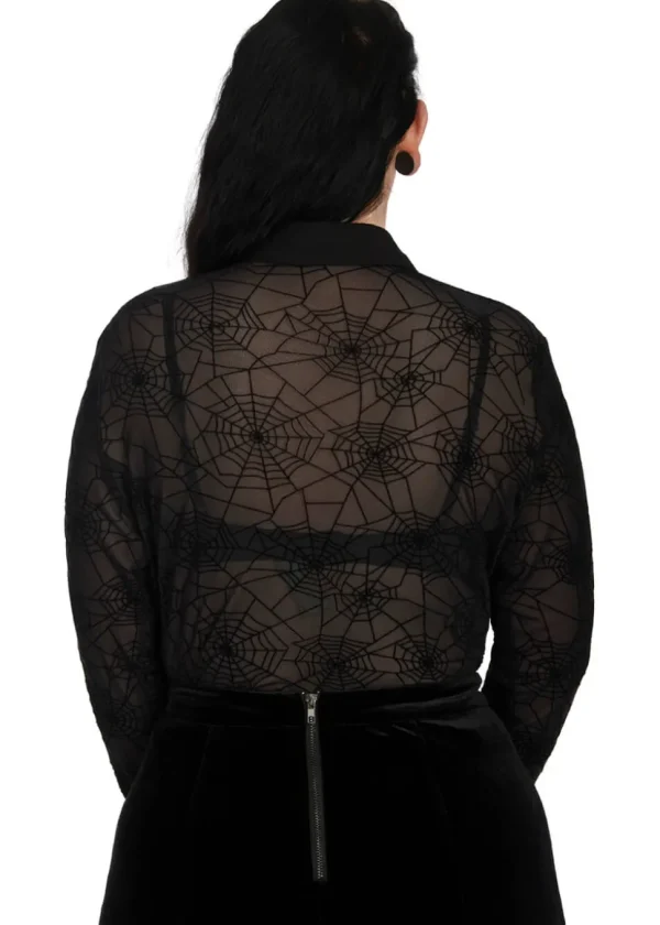 Banned Alternative Tangled In Paradise Spiderweb Blouse Black