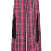 Banned Alternative Time Bomb Tartan Baggy Trousers Dark Pink