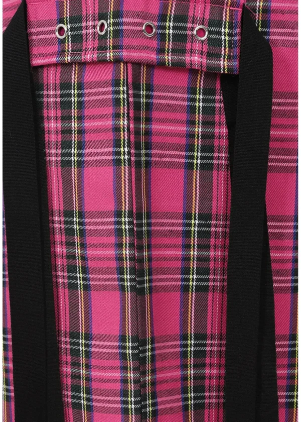 Banned Alternative Time Bomb Tartan Baggy Trousers Dark Pink