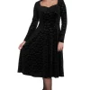 Banned Alternative Velvet Bat Swing Dress Black
