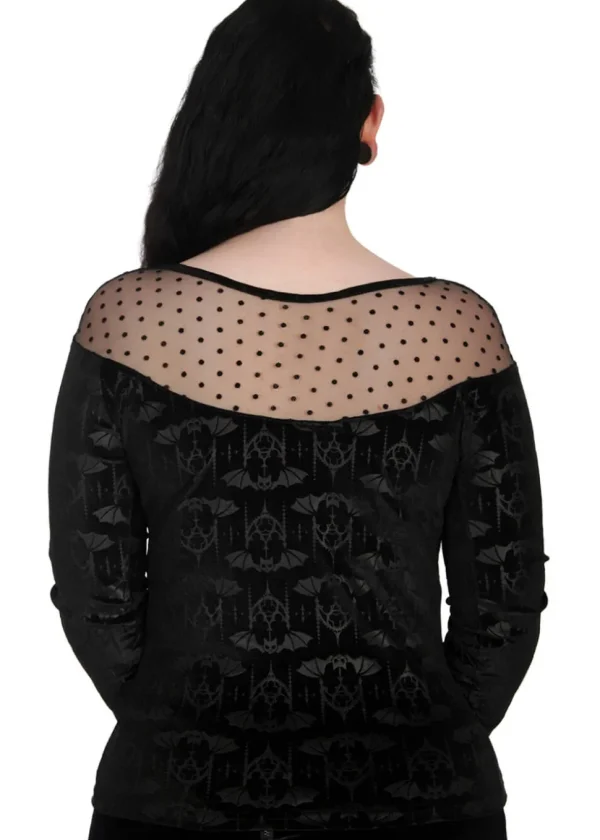 Banned Alternative Velvet Bat Top Black