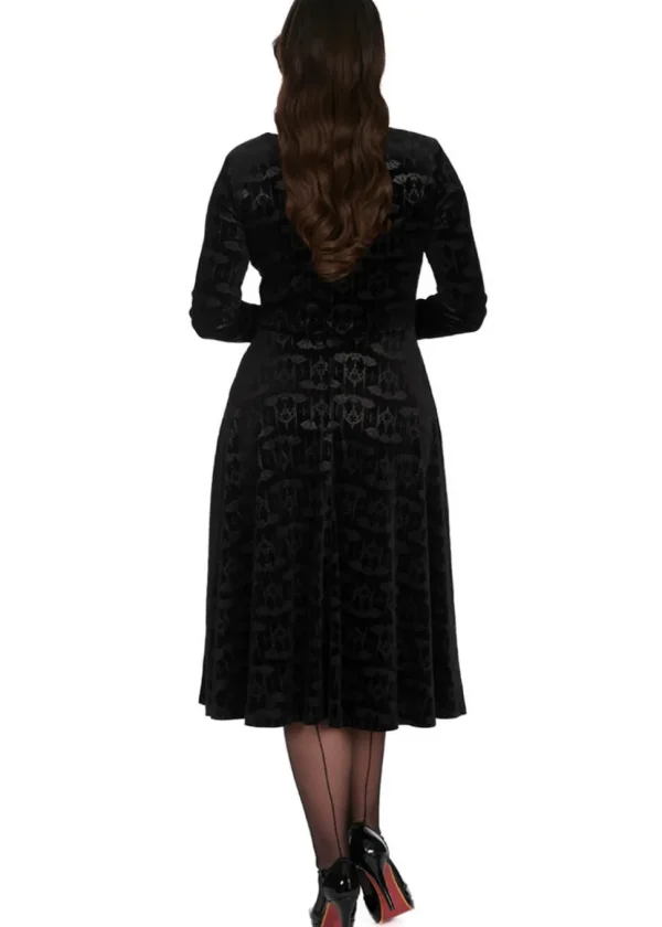 Banned Alternative Velvet Bat Swing Dress Black