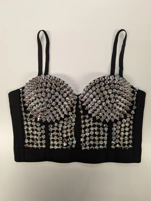Banned Alternative Xenia Spike Bustier Top Silver