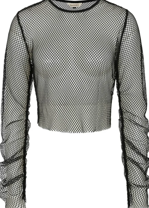 Banned Alternative Zoey Fishnet Top Black
