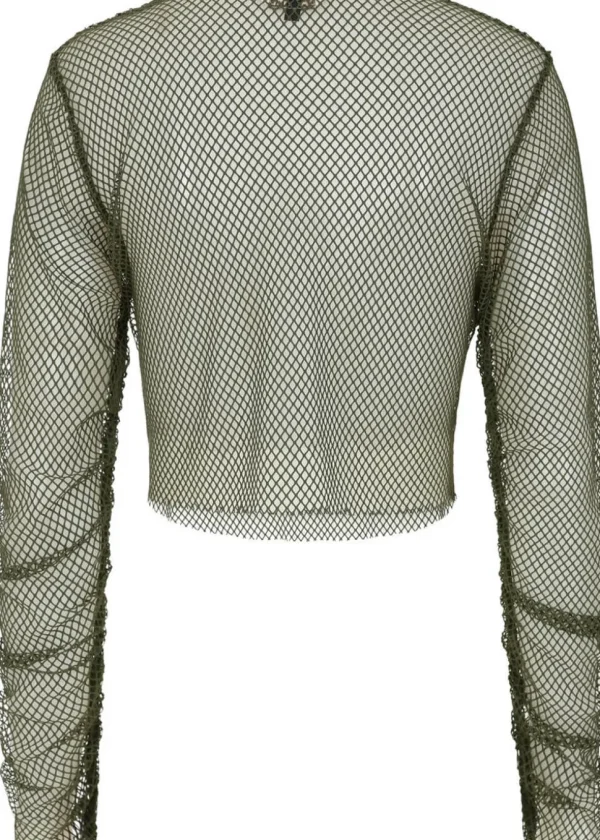 Banned Alternative Zoey Fishnet Top Army Green