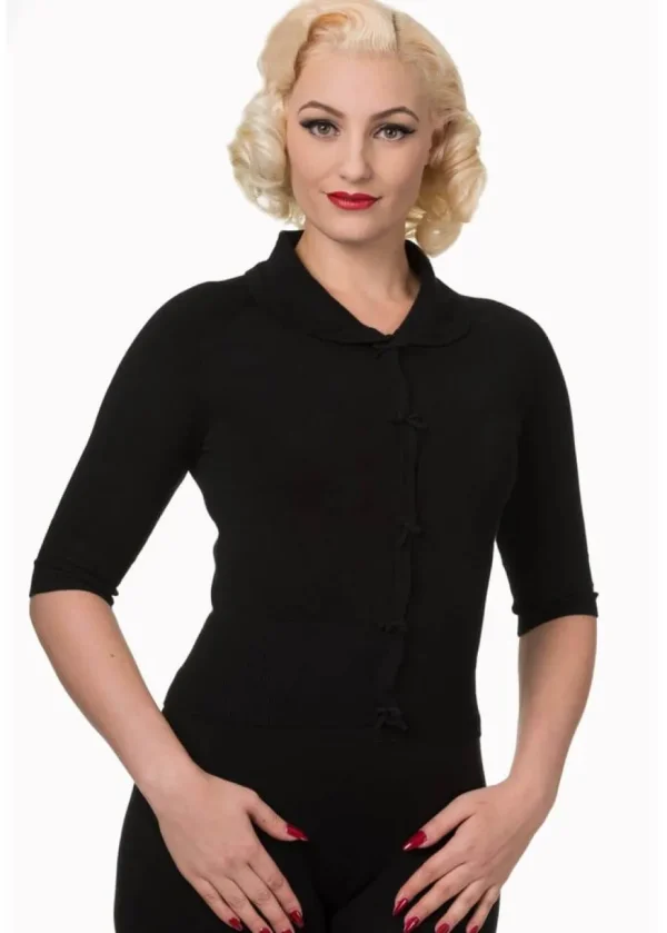 Banned April Bow 40's Cardigan Black