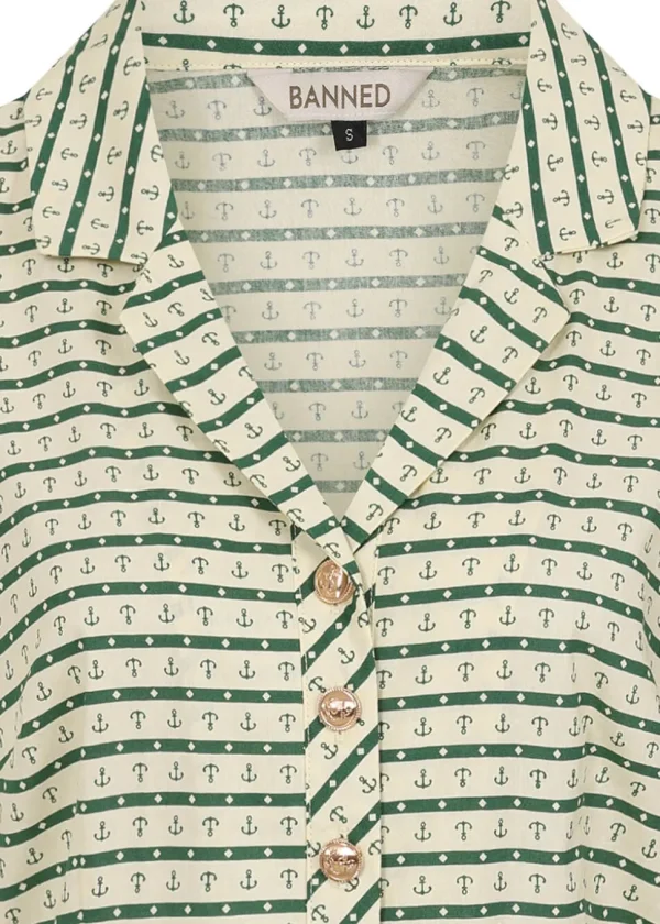 Banned Bella Anchor Ahead 50's Swing Dress Green