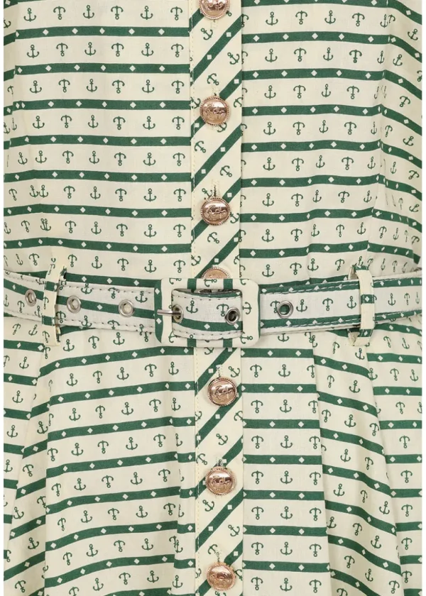 Banned Bella Anchor Ahead 50's Swing Dress Green