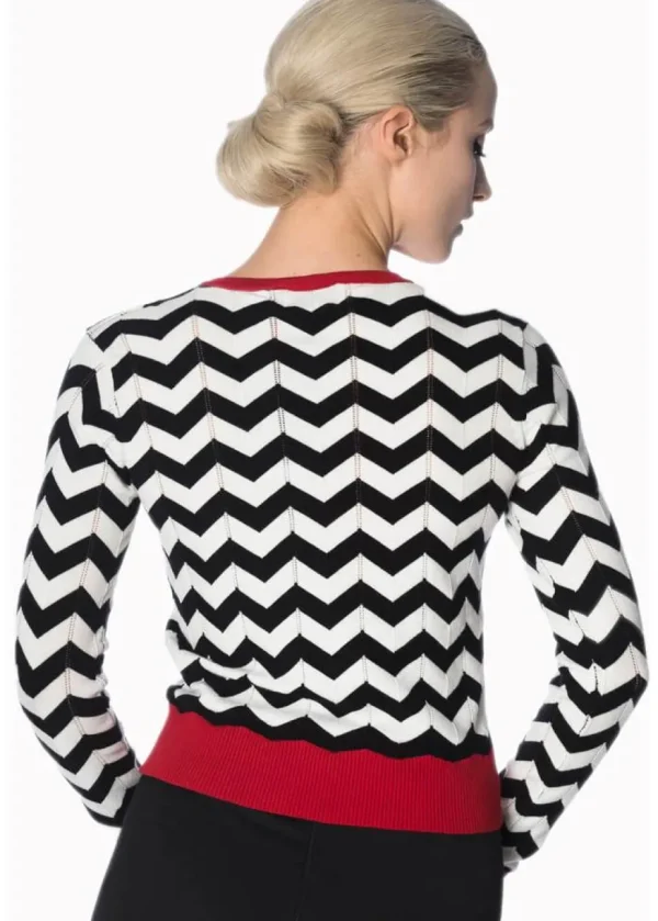 Banned Black Coffee 60's Cardigan Black White