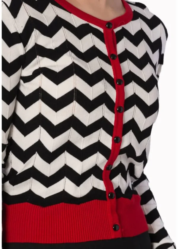Banned Black Coffee 60's Cardigan Black White