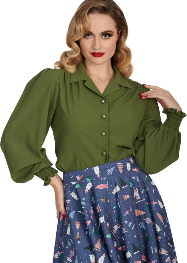 Banned Bonnie 40's Blouse Olijf Green