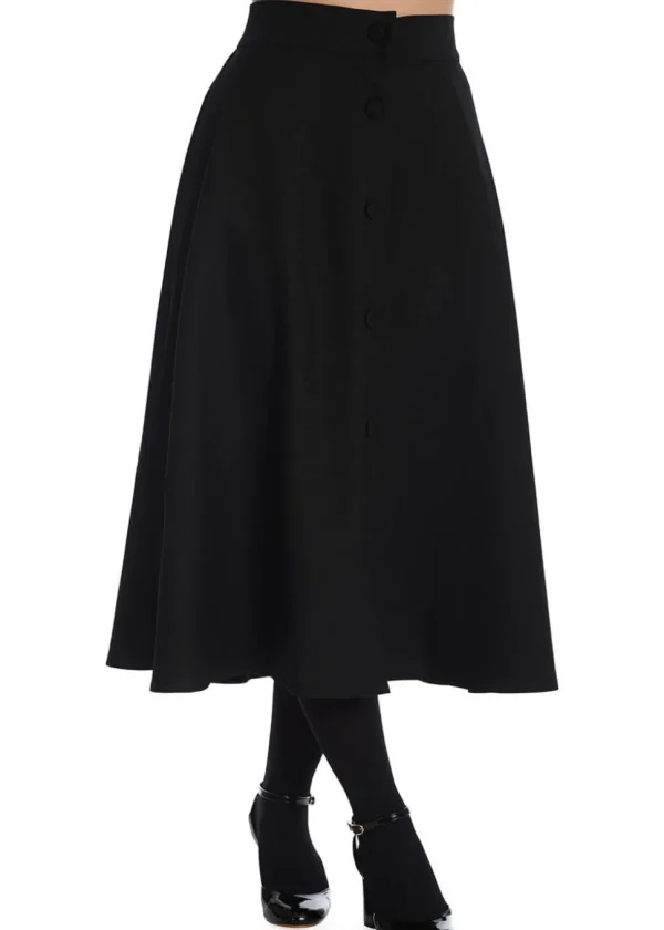 Banned Book Worm 50's Flared Skirt Black