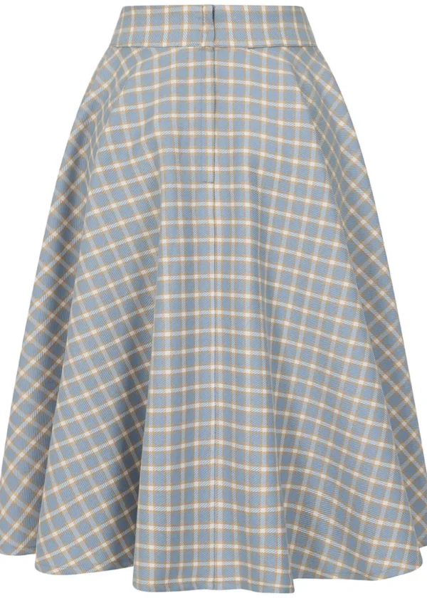 Banned Cary Blue Check 50's Swing Skirt Blue